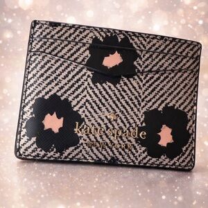 Kate Spade Black and Cream Floral Card Holder